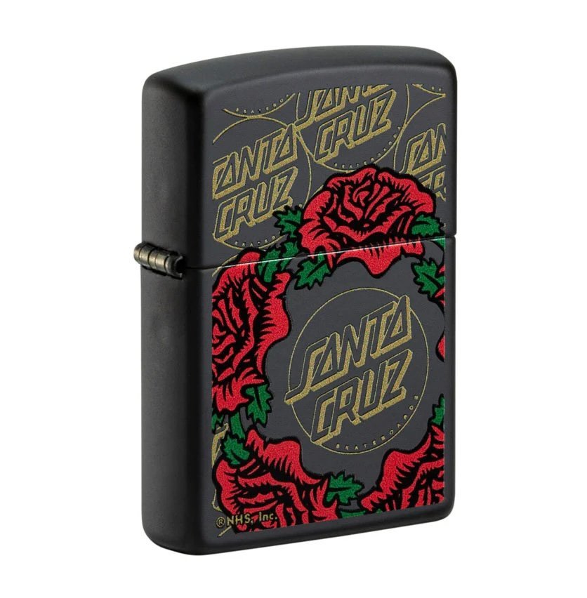 Santa Cruz Skateboards Black Matte Roses Zippo Lighter