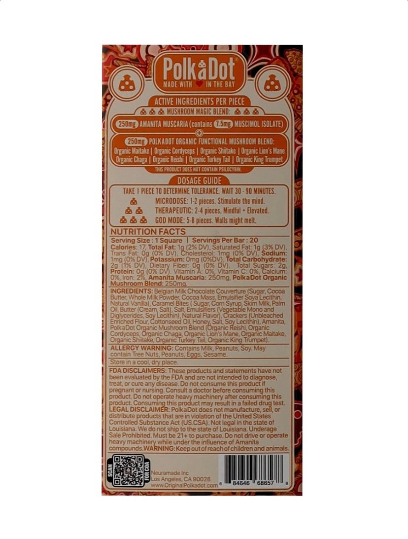 Ooey Gooey PolkaDot Magic Mushroom Belgian Milk Chocolate 500mg - Image 2