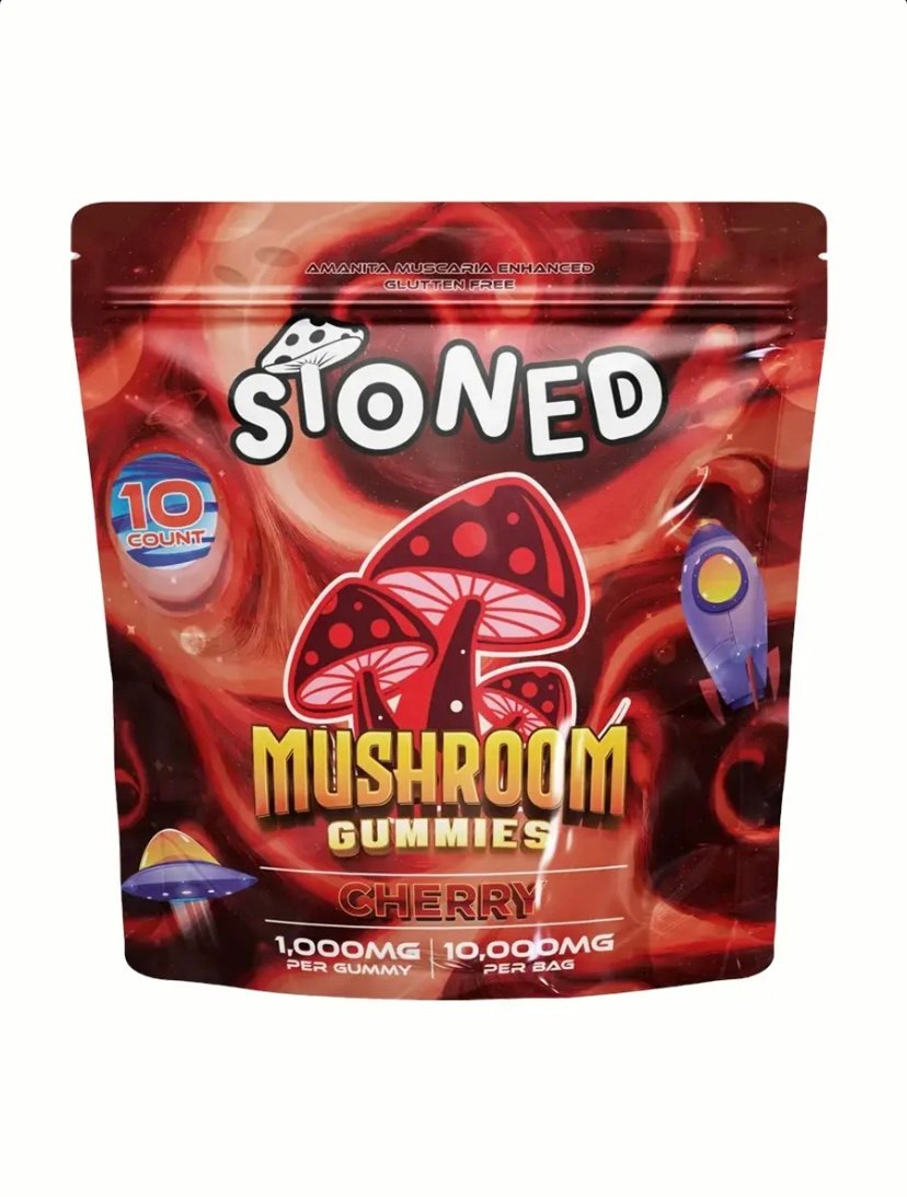 Cherry STONED Amanita Muscaria Mushroom Gummies 10000MG 10CT