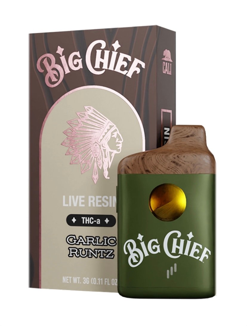 Garlic Runtz Big Chief Live Resin THC-a Disposable Vape 3G