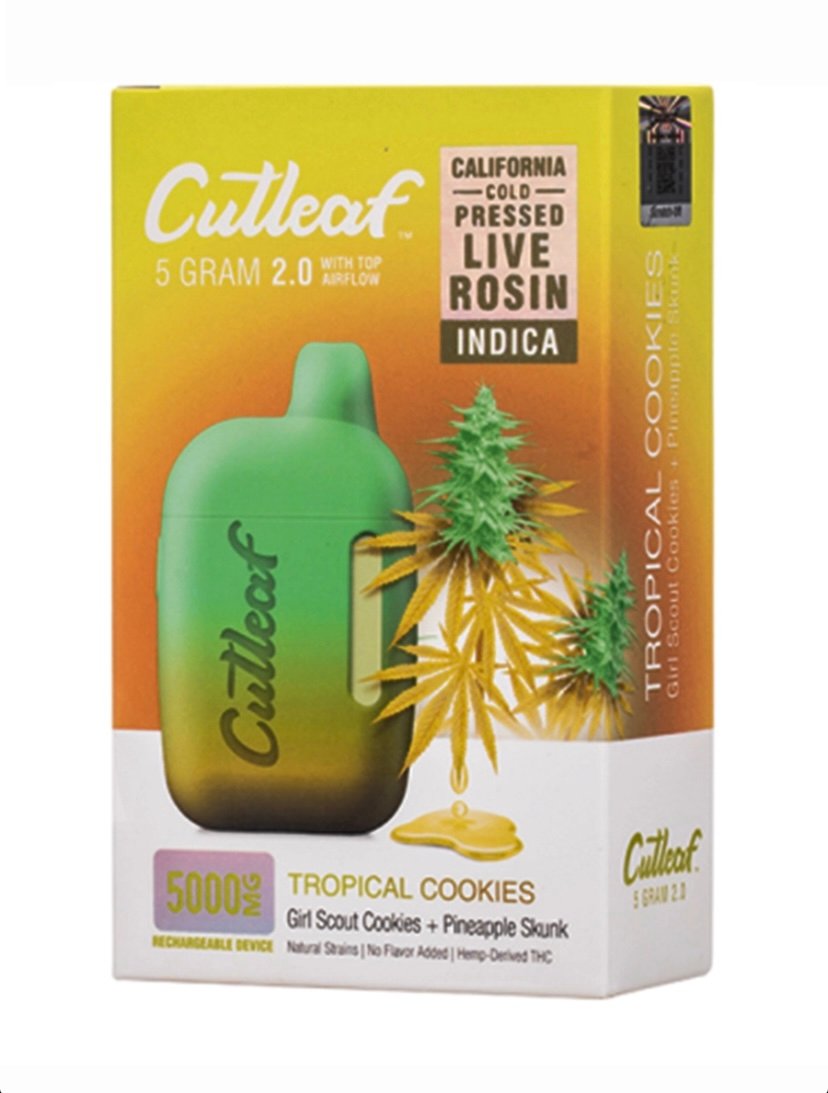 Tropical Cookies Cutleaf 2.0 CBD THC Live Rosin Vape 5G